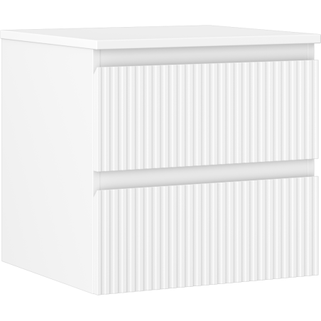 Mexen Rivel meuble de salle de bain sous-lavabo 50 cm avec plateau, 2 tiroirs, cannelé, blanc mat - 91A20-05047-2-BFFC01