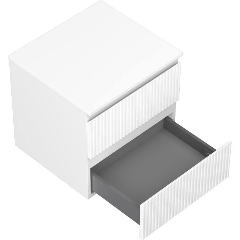 Mexen Rivel armoire de salle de bain sous-vasque 50 cm avec plateau, 2 tiroirs, rainurée, blanc mat - 91A20-05047-2-BFFC01