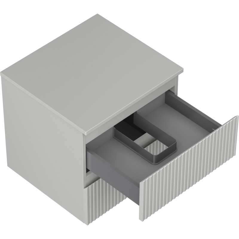 Mexen Rivel armoire de salle de bain sous-vasque 50 cm avec plateau, 2 tiroirs, cannelée, gris mat - 91A20-05047-2-BFFC62