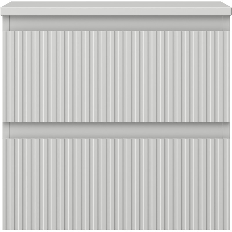 Mexen Rivel armoire de salle de bain sous-vasque 50 cm avec plateau, 2 tiroirs, cannelée, gris mat - 91A20-05047-2-BFFC62