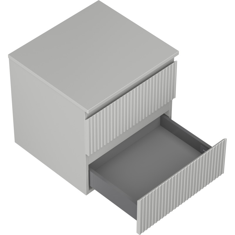 Mexen Rivel armoire de salle de bain sous-vasque 50 cm avec plateau, 2 tiroirs, cannelée, gris mat - 91A20-05047-2-BFFC62