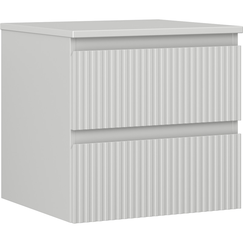 Mexen Rivel armoire de salle de bain sous-vasque 50 cm avec plateau, 2 tiroirs, cannelée, gris mat - 91A20-05047-2-BFFC62