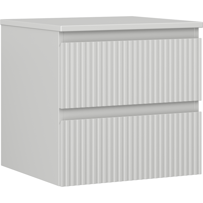 Mexen Rivel meuble de salle de bain sous-vasque 50 cm avec plateau, 2 tiroirs, rainuré, gris mat - 91A20-05047-2-BFFC62