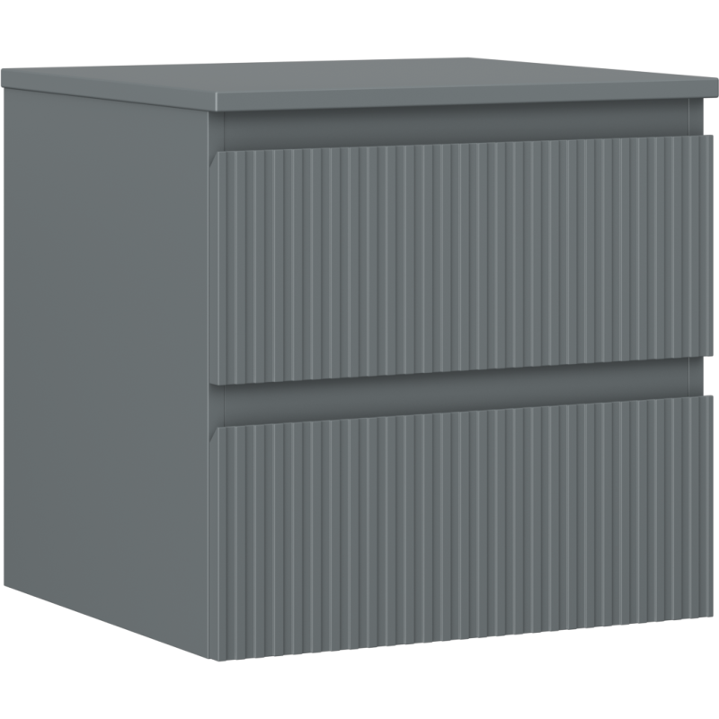 Mexen Rivel meuble de salle de bain sous lavabo 50 cm avec plateau, 2 tiroirs, rainuré, graphite mat - 91A20-05047-2-BFFC66