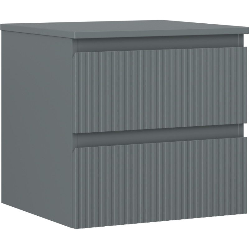 Mexen Rivel meuble de salle de bain sous-vasque 50 cm avec plateau, 2 tiroirs, rainuré, gris graphite mat