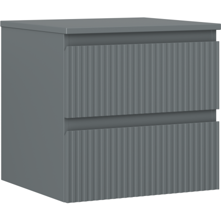 Mexen Rivel meuble de salle de bain sous-vasque 50 cm avec plateau, 2 tiroirs, rainuré, gris graphite mat