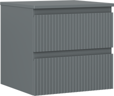 Mexen Rivel meuble de salle de bain sous-vasque 50 cm avec plateau, 2 tiroirs, rainuré, gris graphite mat