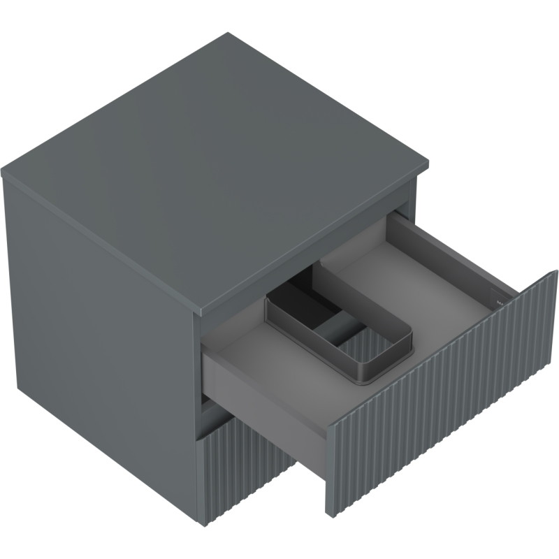 Mexen Rivel meuble de salle de bain sous-vasque 50 cm avec plateau, 2 tiroirs, rainuré, gris graphite mat