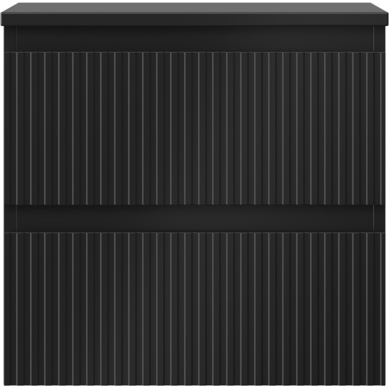 Mexen Rivel meuble de salle de bain sous-lavabo 50 cm avec plateau, 2 tiroirs, rainuré, noir mat - 91A20-05047-2-BFFC71