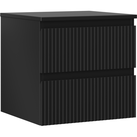 Mexen Rivel armoire de salle de bain sous lavabo 50 cm avec plan, 2 tiroirs, rainurée, noir mat - 91A20-05047-2-BFFC71