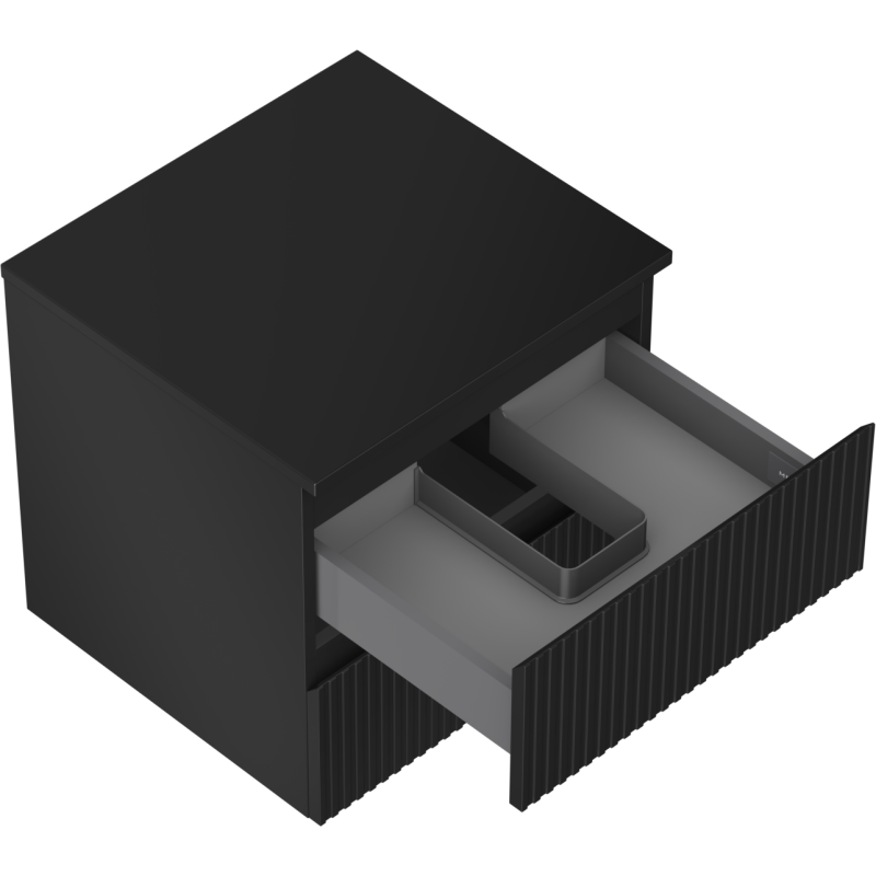 Mexen Rivel armoire de salle de bain sous vasque 50 cm avec plateau, 2 tiroirs, rainurée, noir mat - 91A20-05047-2-BFFC71