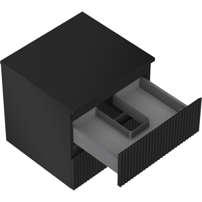 Mexen Rivel meuble de salle de bain sous-lavabo 50 cm avec plateau, 2 tiroirs, rainuré, noir mat - 91A20-05047-2-BFFC71
