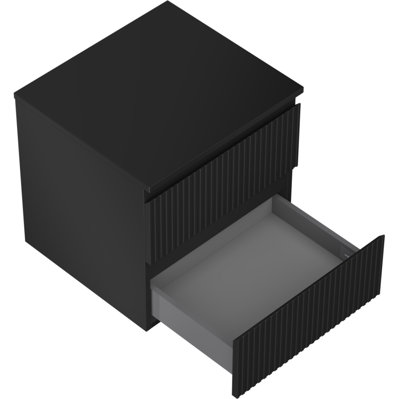 Mexen Rivel armoire de salle de bain sous vasque 50 cm avec plateau, 2 tiroirs, rainurée, noir mat - 91A20-05047-2-BFFC71