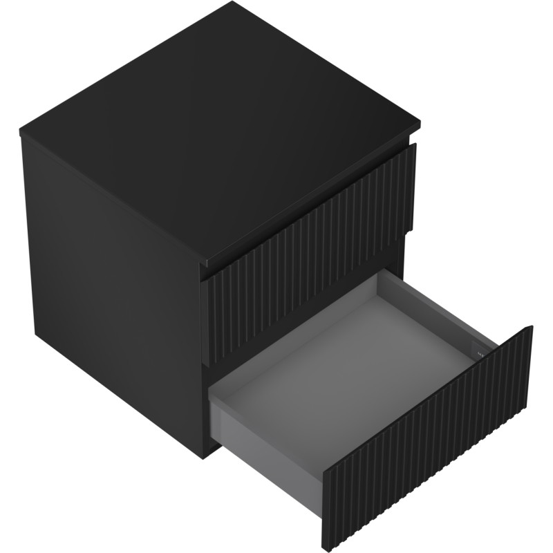Mexen Rivel meuble de salle de bain sous-lavabo 50 cm avec plateau, 2 tiroirs, rainuré, noir mat - 91A20-05047-2-BFFC71