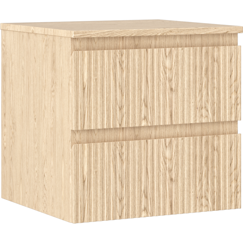 Mexen Rivel meuble de salle de bain 50 cm avec plateau, 2 tiroirs, rainuré, chêne - 91A20-05047-2-BFFC81