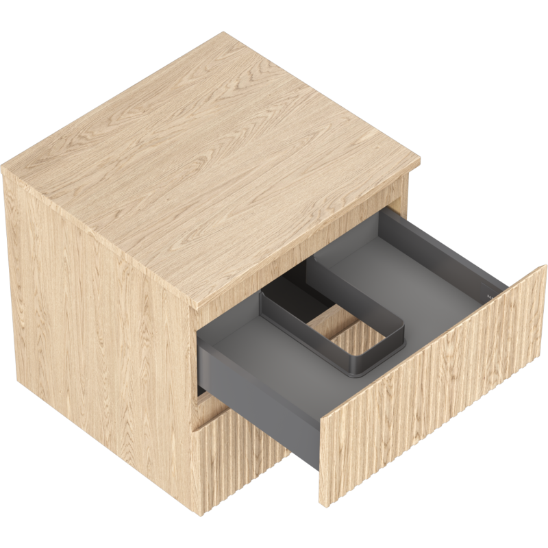 Mexen Rivel armoire de salle de bains 50 cm avec plateau, 2 tiroirs, rainurée, chêne - 91A20-05047-2-BFFC81