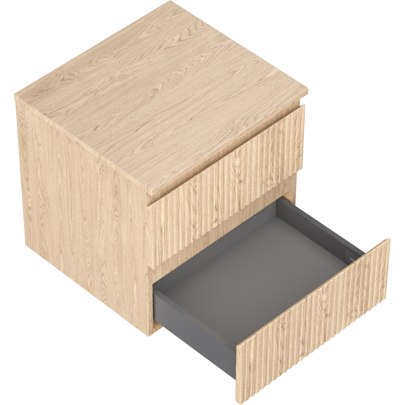 Mexen Rivel armoire de salle de bains 50 cm avec plateau, 2 tiroirs, rainurée, chêne - 91A20-05047-2-BFFC81