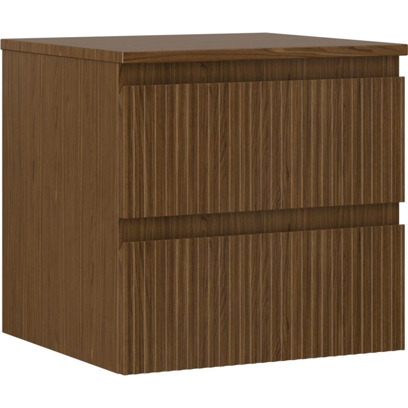 Mexen Rivel meuble sous-lavabo 50 cm avec plateau, 2 tiroirs, rainuré, noyer - 91A20-05047-2-BFFC86