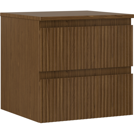 Mexen Rivel meuble sous-lavabo 50 cm avec plateau, 2 tiroirs, rainuré, noyer - 91A20-05047-2-BFFC86