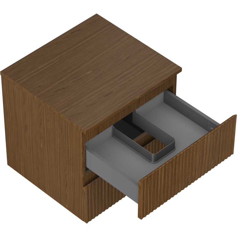 Mexen Rivel meuble de salle de bains sous lavabo 50 cm avec plateau, 2 tiroirs, cannelé, noyer - 91A20-05047-2-BFFC86