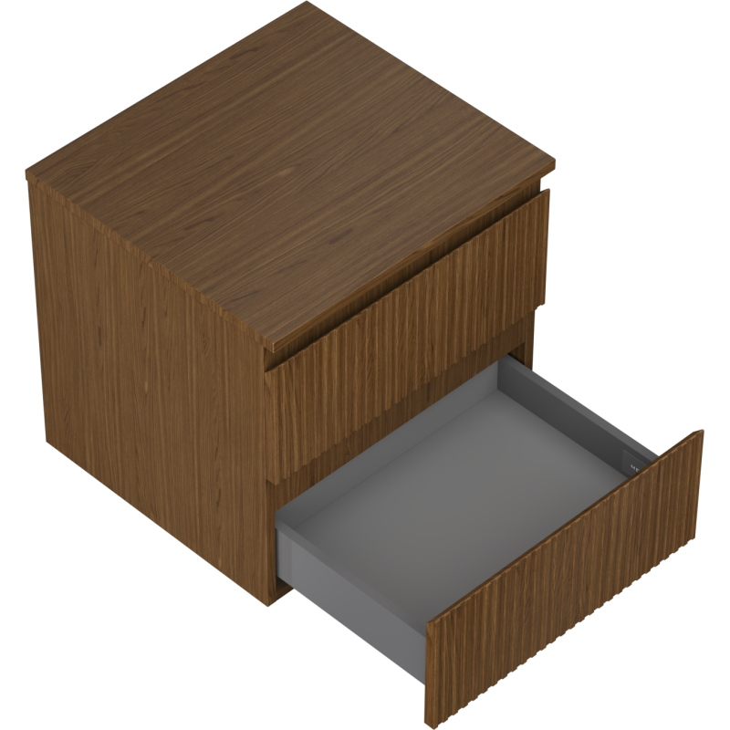 Mexen Rivel meuble de salle de bains sous lavabo 50 cm avec plateau, 2 tiroirs, cannelé, noyer - 91A20-05047-2-BFFC86