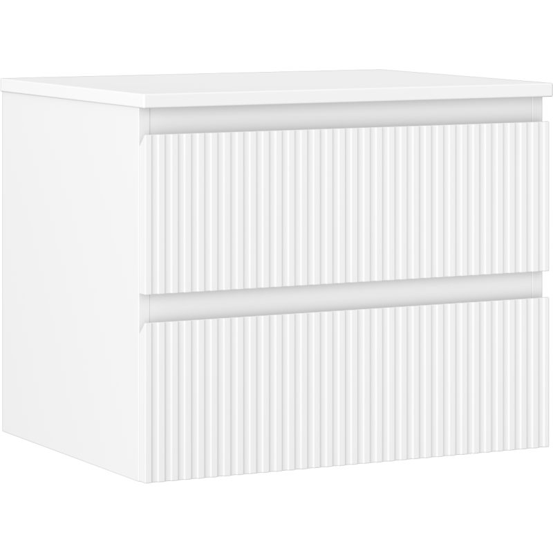 Mexen Rivel meuble de salle de bains sous lavabo 60 cm avec plateau, 2 tiroirs, rainuré, blanc mat - 91A20-06047-2-BFFC01