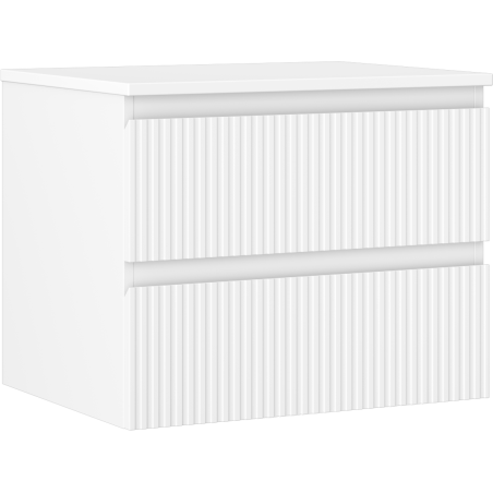 Mexen Rivel meuble de salle de bain sous lavabo 60 cm avec plateau, 2 tiroirs, rainuré, blanc mat - 91A20-06047-2-BFFC01