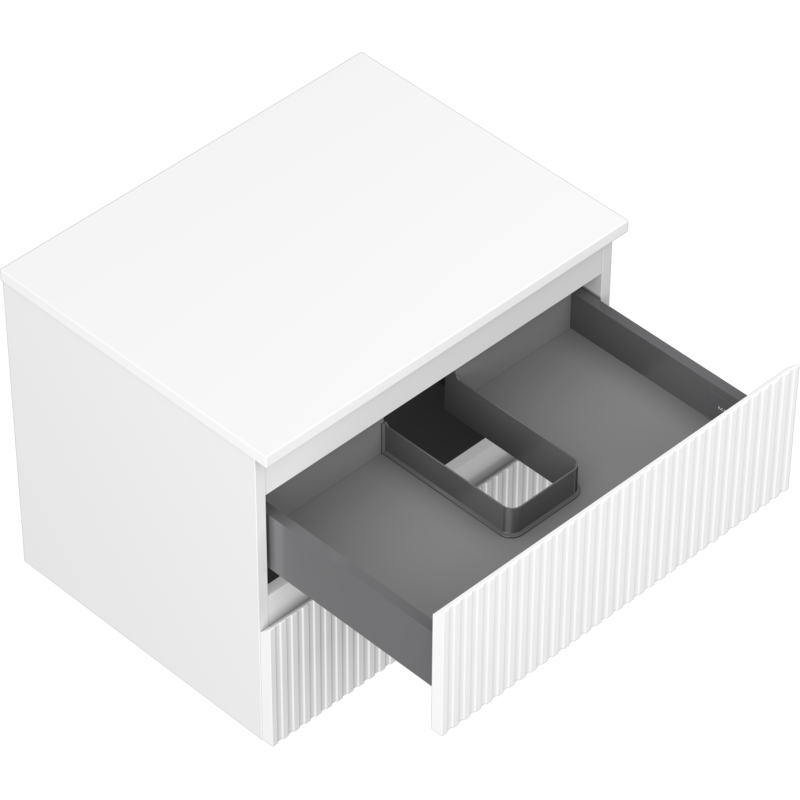 Mexen Rivel meuble de salle de bains sous lavabo 60 cm avec plateau, 2 tiroirs, rainuré, blanc mat - 91A20-06047-2-BFFC01