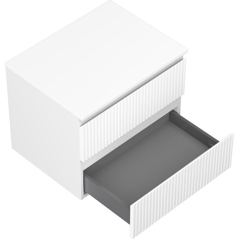 Mexen Rivel meuble de salle de bains sous lavabo 60 cm avec plateau, 2 tiroirs, rainuré, blanc mat - 91A20-06047-2-BFFC01