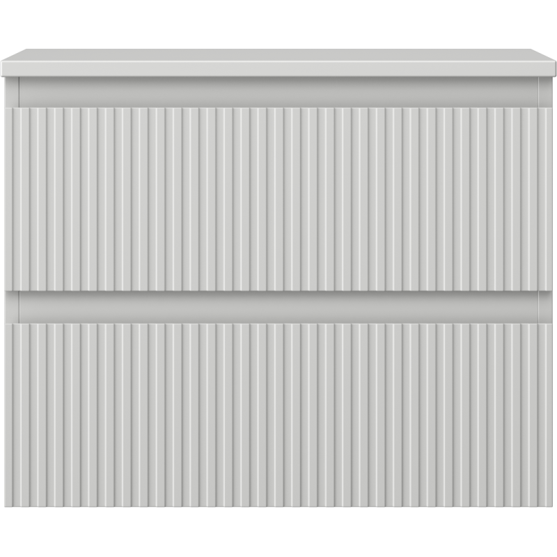 Mexen Rivel meuble de salle de bain sous lavabo 60 cm avec plateau, 2 tiroirs, cannelé, gris mat - 91A20-06047-2-BFFC62