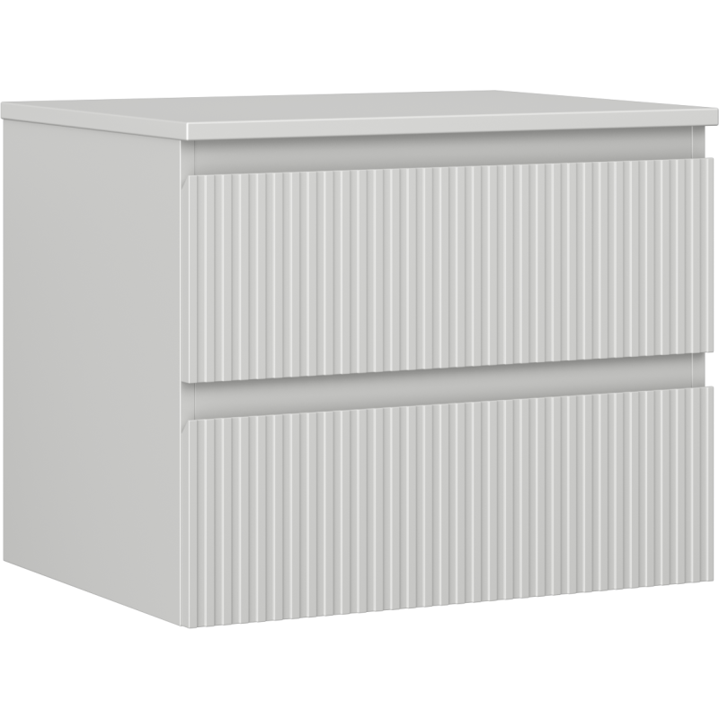 Mexen Rivel meuble de salle de bain sous lavabo 60 cm avec plateau, 2 tiroirs, cannelé, gris mat - 91A20-06047-2-BFFC62
