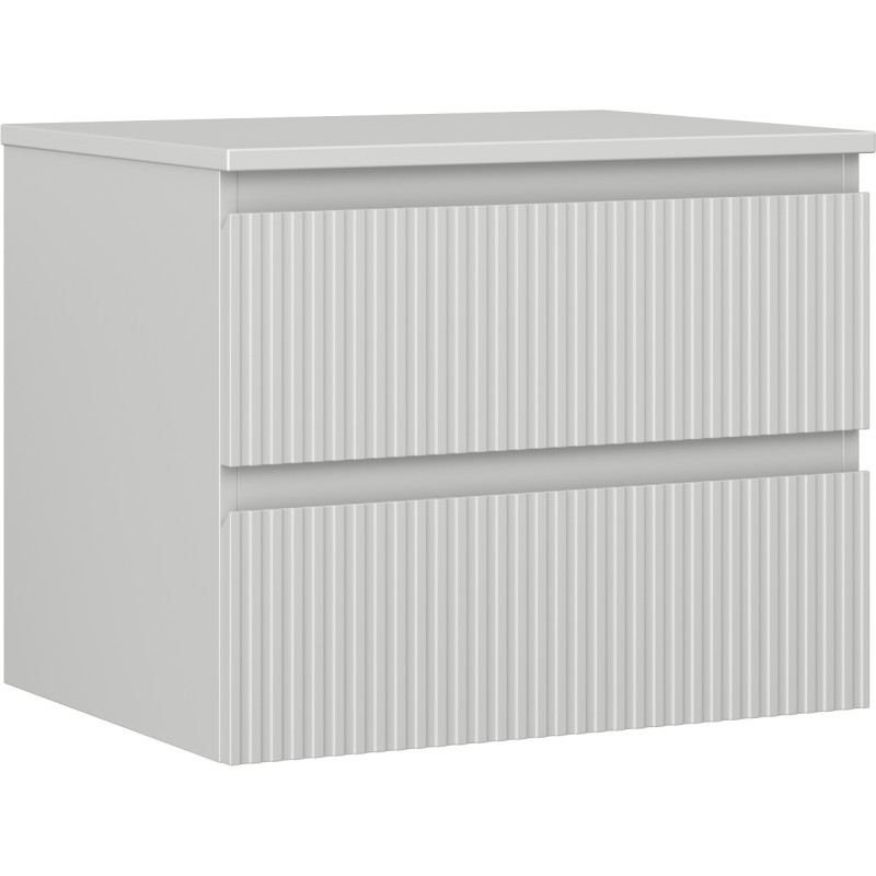 Mexen Rivel Meuble de salle de bains sous lavabo 60 cm avec plan, 2 tiroirs, rainuré, gris mat - 91A20-06047-2-BFFC62
