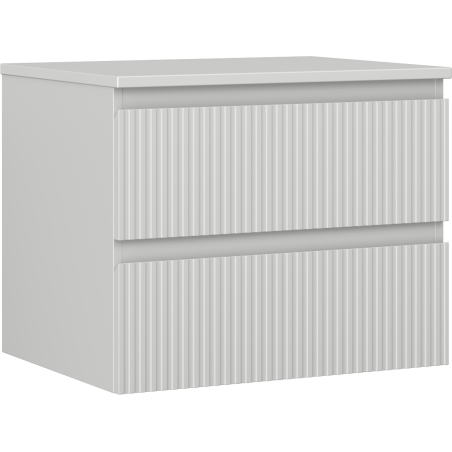 Mexen Rivel meuble de salle de bain sous lavabo 60 cm avec plateau, 2 tiroirs, cannelé, gris mat - 91A20-06047-2-BFFC62