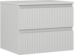 Mexen Rivel meuble de salle de bain sous lavabo 60 cm avec plateau, 2 tiroirs, cannelé, gris mat - 91A20-06047-2-BFFC62