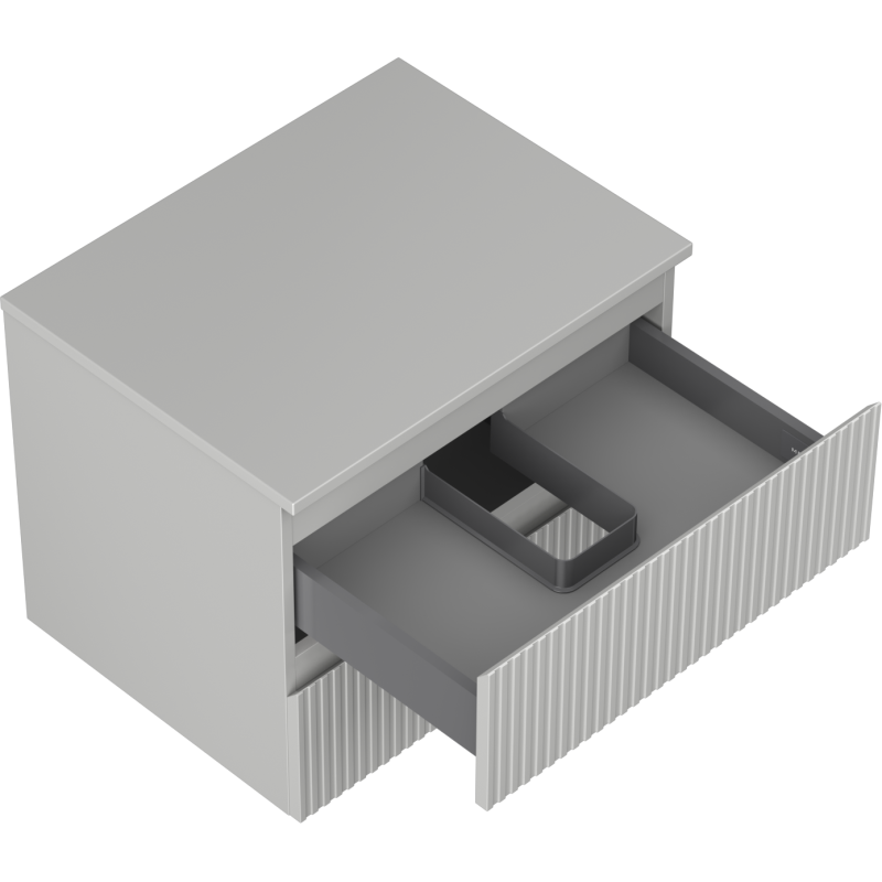 Mexen Rivel meuble de salle de bain sous lavabo 60 cm avec plateau, 2 tiroirs, cannelé, gris mat - 91A20-06047-2-BFFC62