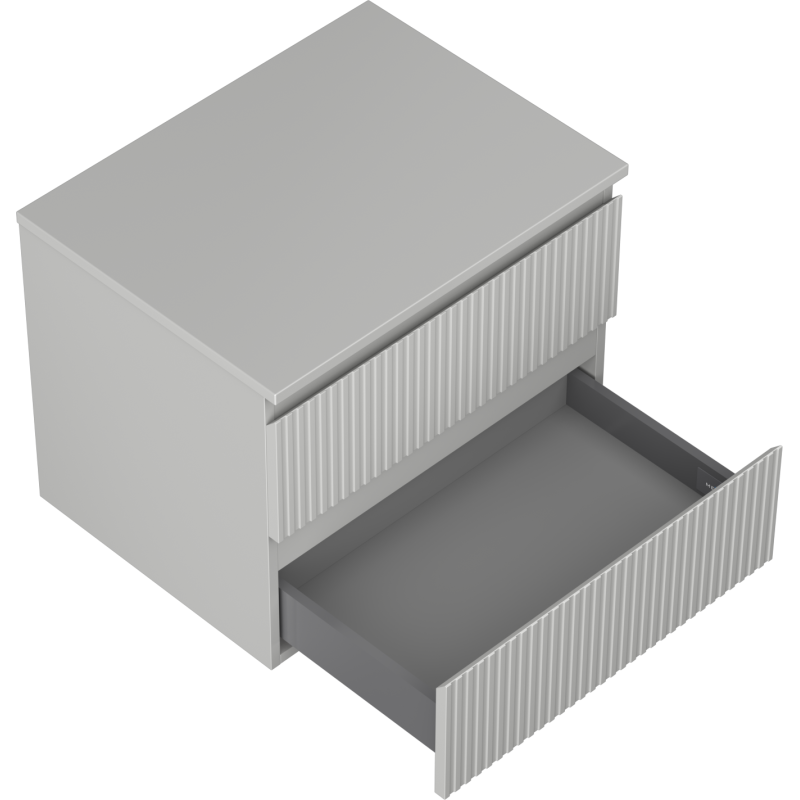Mexen Rivel meuble de salle de bain sous lavabo 60 cm avec plateau, 2 tiroirs, cannelé, gris mat - 91A20-06047-2-BFFC62