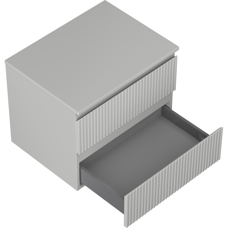 Mexen Rivel Meuble de salle de bains sous lavabo 60 cm avec plan, 2 tiroirs, rainuré, gris mat - 91A20-06047-2-BFFC62