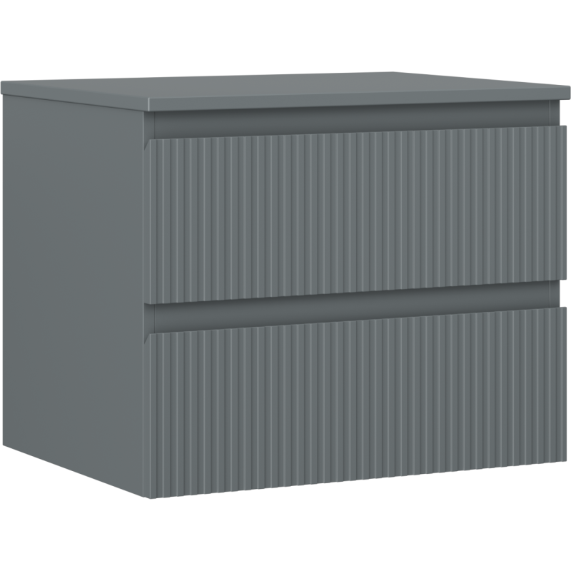 Mexen Rivel armoire de salle de bain 60 cm sous-vasque avec plateau, 2 tiroirs, cannelée, graphite mat - 91A20-06047-2-BFFC66