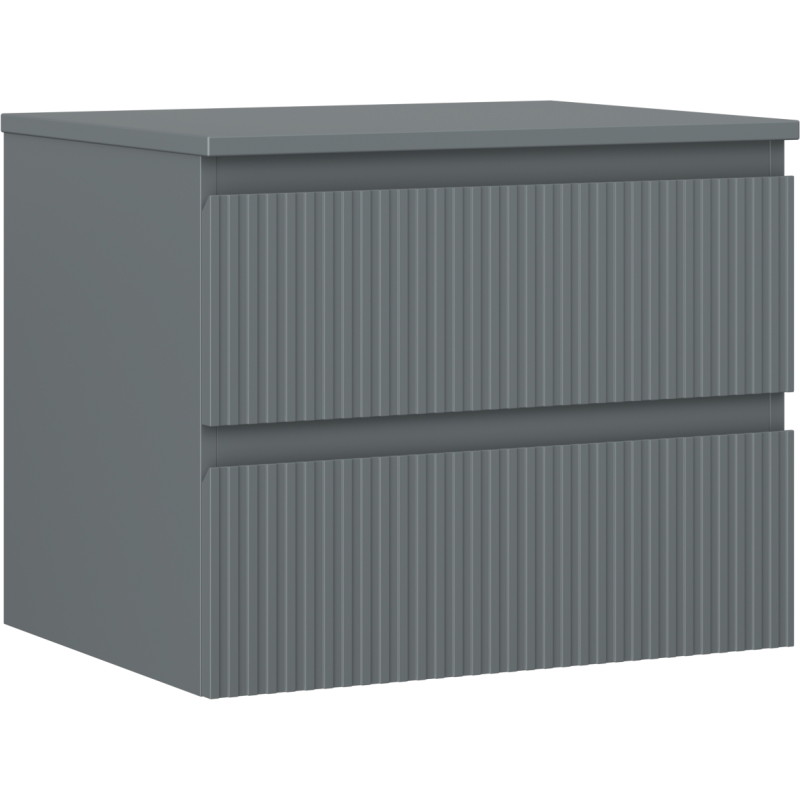 Mexen Rivel armoire de salle de bain sous-vasque 60 cm avec plan, 2 tiroirs, rainurée, graphite mat - 91A20-06047-2-BFFC66