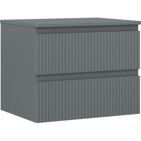 Mexen Rivel armoire de salle de bain 60 cm sous-vasque avec plateau, 2 tiroirs, cannelée, graphite mat - 91A20-06047-2-BFFC66