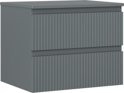 Mexen Rivel meuble de salle de bain sous lavabo 60 cm avec plateau, 2 tiroirs, rainuré, graphite mat - 91A20-06047-2-BFFC66
