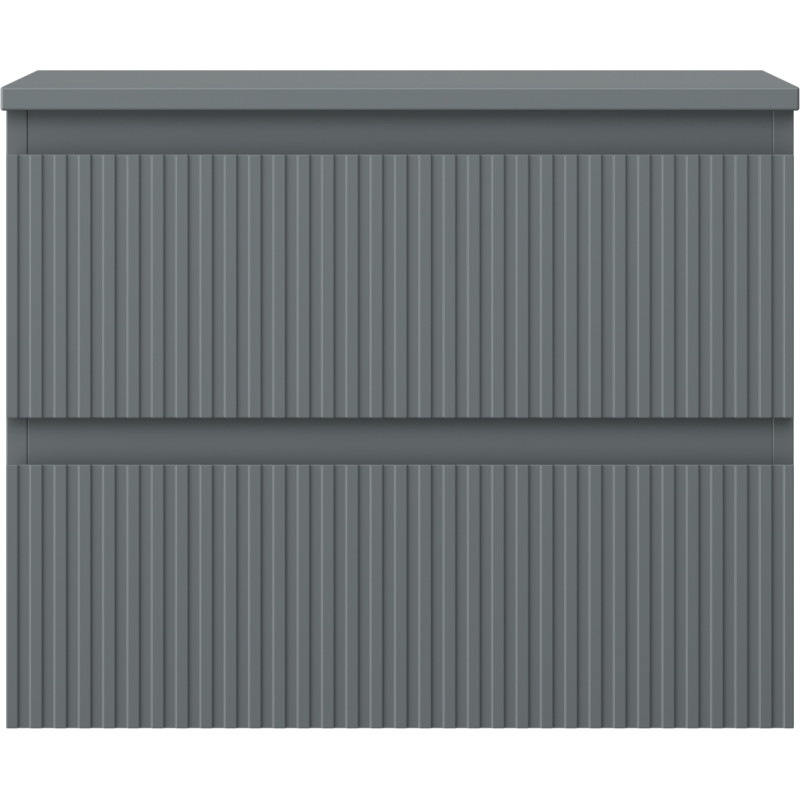 Mexen Rivel armoire de salle de bain sous-vasque 60 cm avec plan, 2 tiroirs, rainurée, graphite mat - 91A20-06047-2-BFFC66
