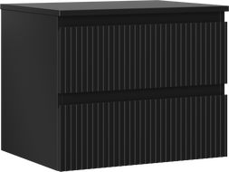 Mexen Rivel armoire de salle de bain sous-vasque 60 cm avec plateau, 2 tiroirs, rainuré, noir mat - 91A20-06047-2-BFFC71