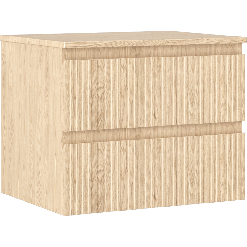 Mexen Rivel meuble de salle de bain sous lavabo 60 cm avec plateau, 2 tiroirs, rainuré, chêne - 91A20-06047-2-BFFC81