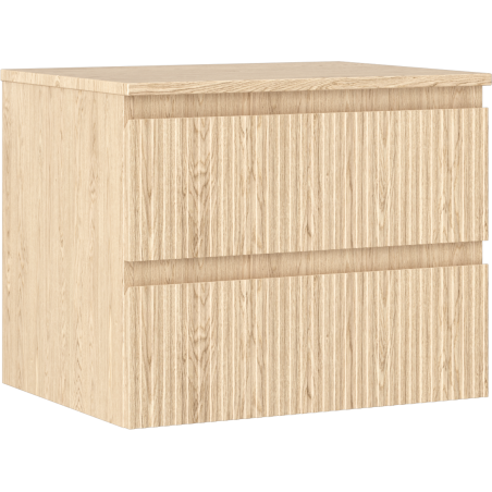Mexen Rivel armoire de salle de bains sous lavabo 60 cm avec plateau, 2 tiroirs, rainurée, chêne - 91A20-06047-2-BFFC81