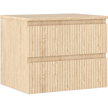Mexen Rivel meuble de salle de bain sous lavabo 60 cm avec plateau, 2 tiroirs, rainuré, chêne - 91A20-06047-2-BFFC81