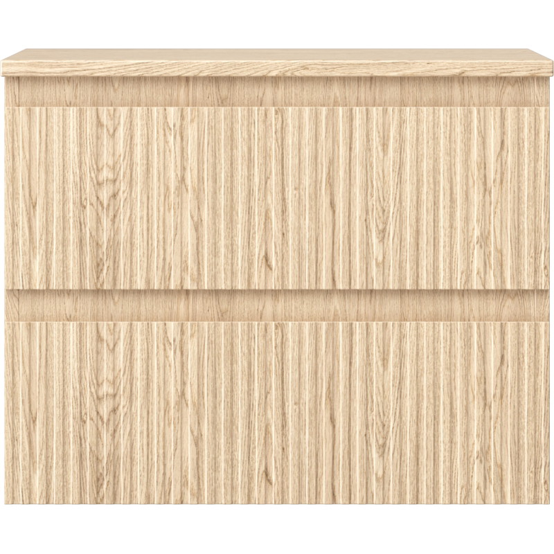 Mexen Rivel meuble de salle de bain sous lavabo 60 cm avec plateau, 2 tiroirs, rainuré, chêne - 91A20-06047-2-BFFC81