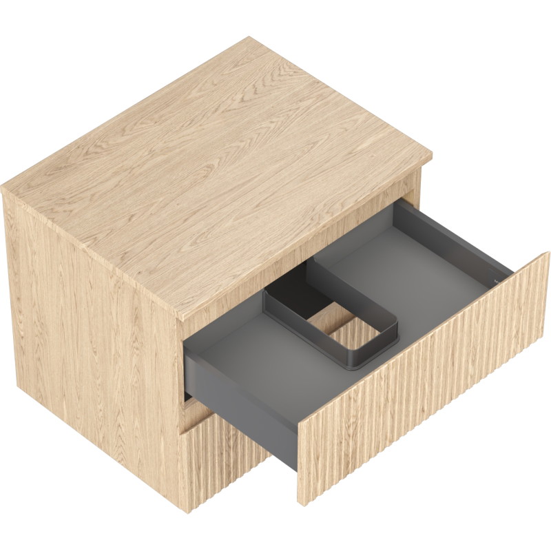 Mexen Rivel meuble de salle de bain sous lavabo 60 cm avec plateau, 2 tiroirs, rainuré, chêne - 91A20-06047-2-BFFC81