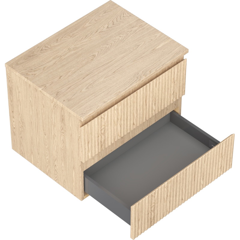 Mexen Rivel meuble de salle de bain sous lavabo 60 cm avec plateau, 2 tiroirs, rainuré, chêne - 91A20-06047-2-BFFC81
