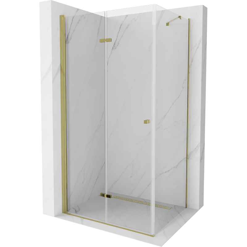 Mexen Lima cabine de douche pliante 70 x 90 cm, transparent, dorée - 856-070-090-50-00